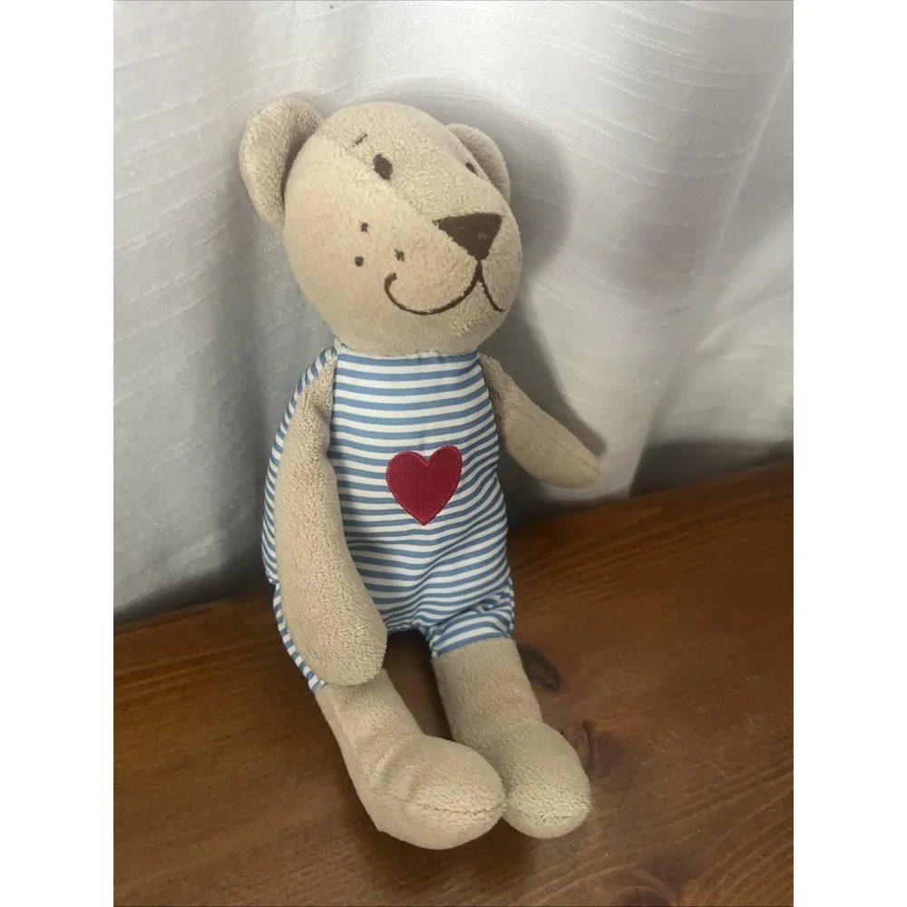 Ikea Fabler Bjorn Teddy Bear Brown Blue White Striped Plush 9
